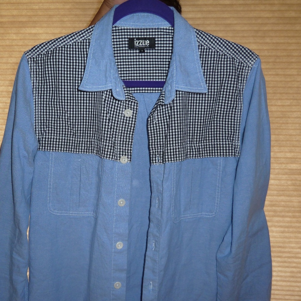 Izzue men blue denim grunge casual shirt